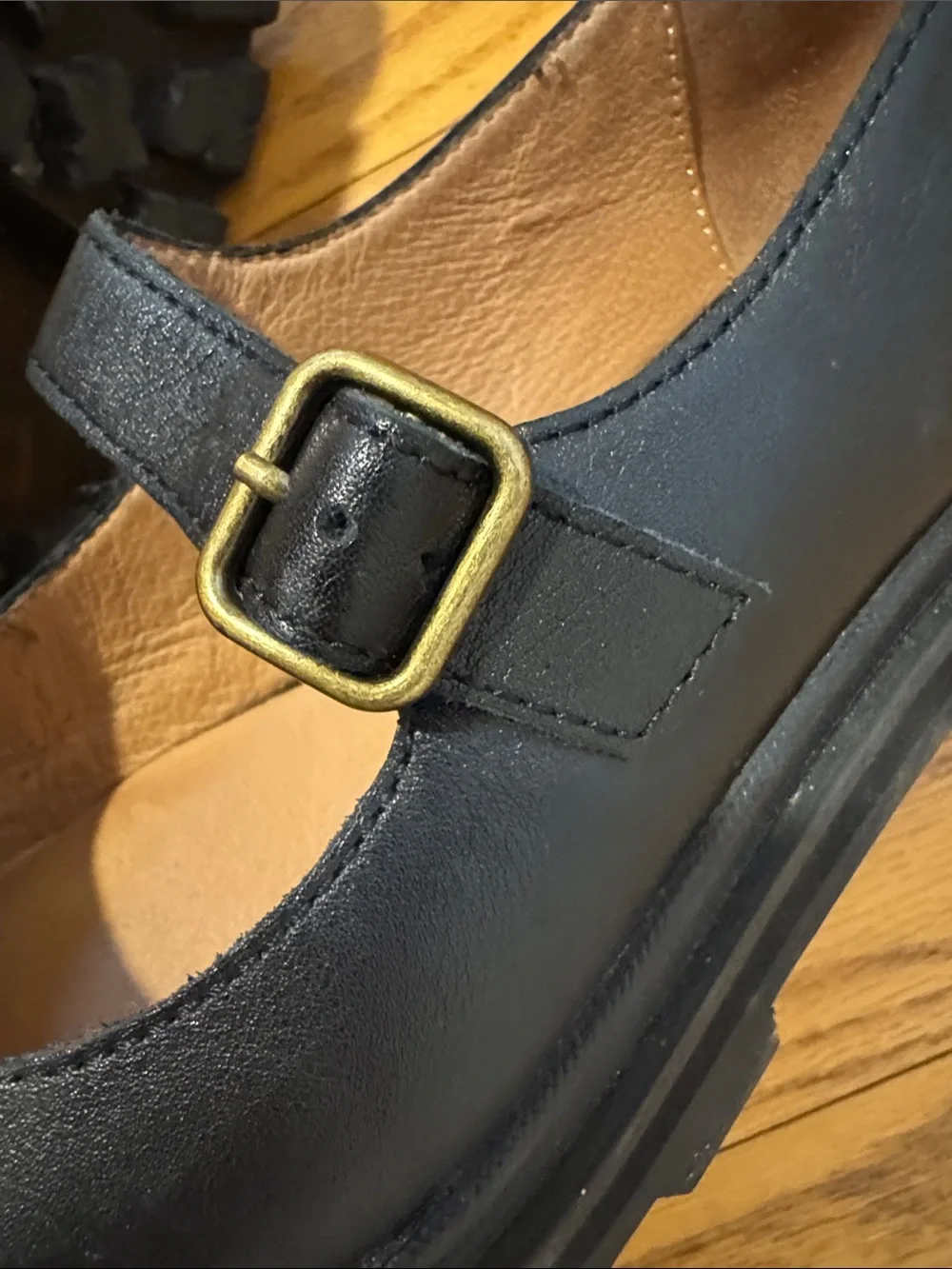 Madewell Black Leather Mary Jane Platform Loafers
